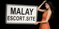 KL Escort Girl Woman holding a sign that reads "Malay Escort.site" on a black background. Malaysia Sex Service